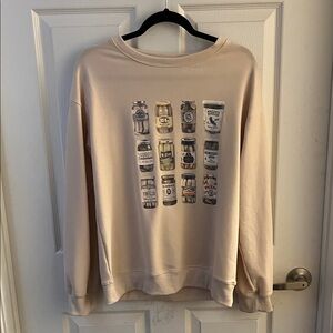 Cream Graphic Women’s Jersey Top, Light Cream Color